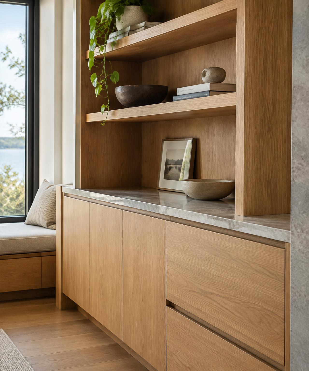 Custom oak built-in cabinetry detail inspiration